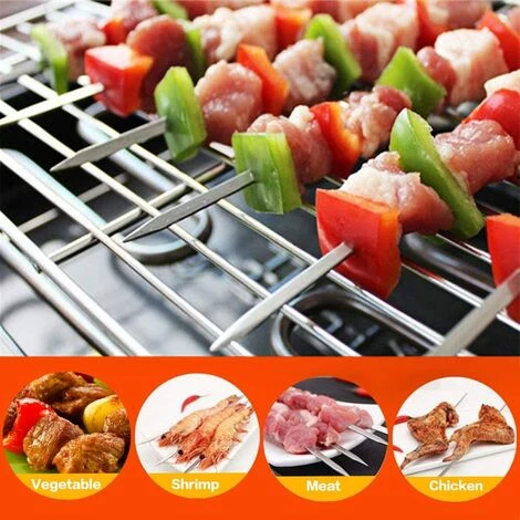 ZHUOXUAN Brochettes Pour Barbecue Inox 10 Pics Brochettes Plates Larges Pique Pour Kebab Viande Fruits Légumes Sûr, Durable Et Réutilisable Pour BBQ Accessoires 43 Cm+1 Brosse En Silicone 2 ZHUOXUAN Brochettes Pour Barbecue Inox 10 Pics Brochettes Plates Larges Pique Pour Kebab Viande Fruits Légumes Sûr, Durable Et Réutilisable Pour BBQ Accessoires 43 Cm+1 Brosse En Silicone â Image 2