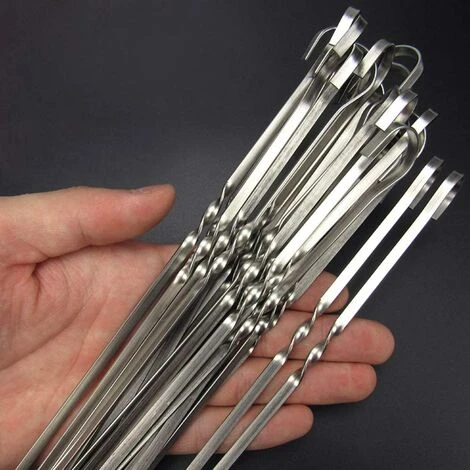 ZHUOXUAN Brochettes Pour Barbecue Inox 10 Pics Brochettes Plates Larges Pique Pour Kebab Viande Fruits Légumes Sûr, Durable Et Réutilisable Pour BBQ Accessoires 43 Cm+1 Brosse En Silicone 4 ZHUOXUAN Brochettes Pour Barbecue Inox 10 Pics Brochettes Plates Larges Pique Pour Kebab Viande Fruits Légumes Sûr, Durable Et Réutilisable Pour BBQ Accessoires 43 Cm+1 Brosse En Silicone â Image 4