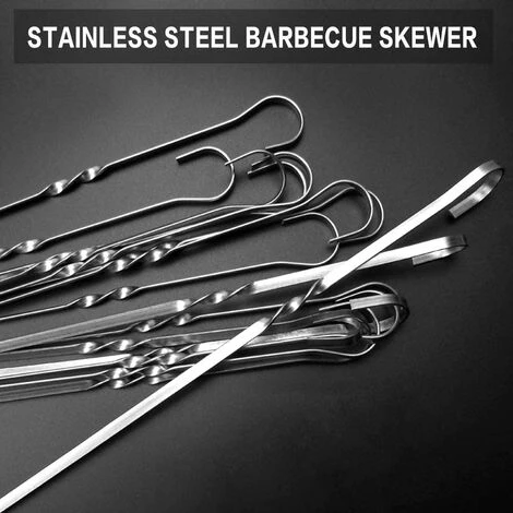 ZHUOXUAN Brochettes Pour Barbecue Inox 10 Pics Brochettes Plates Larges Pique Pour Kebab Viande Fruits Légumes Sûr, Durable Et Réutilisable Pour BBQ Accessoires 43 Cm+1 Brosse En Silicone 5 ZHUOXUAN Brochettes Pour Barbecue Inox 10 Pics Brochettes Plates Larges Pique Pour Kebab Viande Fruits Légumes Sûr, Durable Et Réutilisable Pour BBQ Accessoires 43 Cm+1 Brosse En Silicone â Image 5