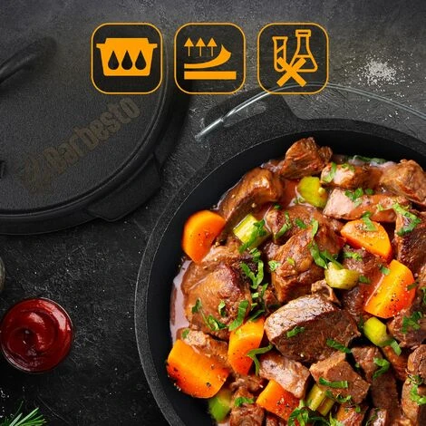 CLP Cocotte En Fonte Façon Dutch Oven Avec Couvercle Et Anse 4,2 L 3 CLP Cocotte En Fonte Façon Dutch Oven Avec Couvercle Et Anse 4,2 L – Image 3