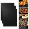 3 Pcs/lot 50 X 40 Cm Pouce En Téflon Fibre Réutilisable Antiadhésive Barbecue Rôti Tapis De Feuilles Portable Facile à Nettoyer Extérieur Pique-nique Fry Cuisson Barbecue Outils Noir GrooFoo