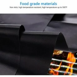 3 Pcs/lot 50 X 40 Cm Pouce En Téflon Fibre Réutilisable Antiadhésive Barbecue Rôti Tapis De Feuilles Portable Facile à Nettoyer Extérieur Pique-nique Fry Cuisson Barbecue Outils Noir GrooFoo -Accessoires de barbecue Soldes 52489476 3