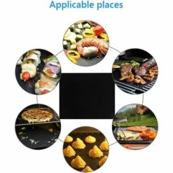 3 Pcs/lot 50 X 40 Cm Pouce En Téflon Fibre Réutilisable Antiadhésive Barbecue Rôti Tapis De Feuilles Portable Facile à Nettoyer Extérieur Pique-nique Fry Cuisson Barbecue Outils Noir GrooFoo -Accessoires de barbecue Soldes 52489476 5