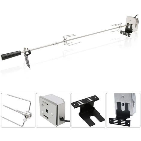 Hengda Broche à Rôtir Avec Moteur Brochettes De Barbecue 117cm Avec 2 Broches à Viande Et Moteur En Acier Inoxydable 220V Tournebroche Rôtissoire électrique - Argent 1 Hengda Broche à Rôtir Avec Moteur Brochettes De Barbecue 117cm Avec 2 Broches à Viande Et Moteur En Acier Inoxydable 220V Tournebroche Rôtissoire électrique - Argent