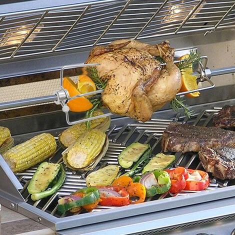 Hengda Broche à Rôtir Avec Moteur Brochettes De Barbecue 117cm Avec 2 Broches à Viande Et Moteur En Acier Inoxydable 220V Tournebroche Rôtissoire électrique - Argent 3 Hengda Broche à Rôtir Avec Moteur Brochettes De Barbecue 117cm Avec 2 Broches à Viande Et Moteur En Acier Inoxydable 220V Tournebroche Rôtissoire électrique - Argent – Image 3