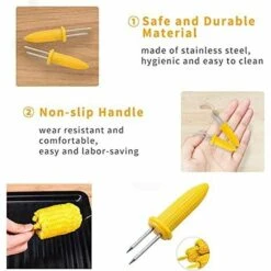 KARTOKNER 20 Pcs Brochette De Maïs Support à Epis Maïs En Acier Inoxydable Brochettes Epis Maïs Pour La Cuisine Maison Pique-Niques BBQ Grill Cuisine Fourchettes à Fruit -Accessoires de barbecue Soldes 52641599 4