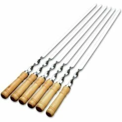 KARTOKNER Barbecue Brochettes, Brochettes Extra Longues De 55cm En Acier Inoxydable Avec Poignée En Bois Massif,Ensemble De 6