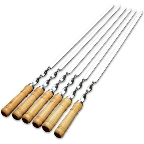 KARTOKNER Barbecue Brochettes, Brochettes Extra Longues De 55cm En Acier Inoxydable Avec Poignée En Bois Massif,Ensemble De 6 1 KARTOKNER Barbecue Brochettes, Brochettes Extra Longues De 55cm En Acier Inoxydable Avec Poignée En Bois Massif,Ensemble De 6