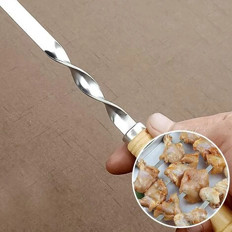 KARTOKNER Barbecue Brochettes, Brochettes Extra Longues De 55cm En Acier Inoxydable Avec Poignée En Bois Massif,Ensemble De 6 2 KARTOKNER Barbecue Brochettes, Brochettes Extra Longues De 55cm En Acier Inoxydable Avec Poignée En Bois Massif,Ensemble De 6 â Image 2