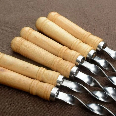 KARTOKNER Barbecue Brochettes, Brochettes Extra Longues De 55cm En Acier Inoxydable Avec Poignée En Bois Massif,Ensemble De 6 4 KARTOKNER Barbecue Brochettes, Brochettes Extra Longues De 55cm En Acier Inoxydable Avec Poignée En Bois Massif,Ensemble De 6 â Image 4