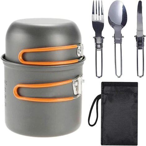 Kartokner Portable Ustensiles Gamelle Pour Randonnée Randonnée, Compact Non-bâton Pot Pan Bols Pliant Spork Avec Nylon Sac En Plein Air Cuisinière Cuire 1 Kartokner Portable Ustensiles Gamelle Pour Randonnée Randonnée, Compact Non-bâton Pot Pan Bols Pliant Spork Avec Nylon Sac En Plein Air Cuisinière Cuire