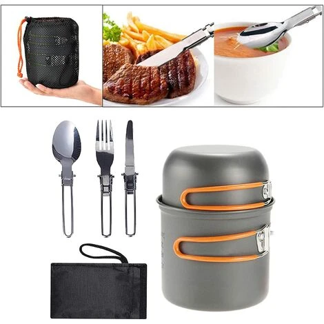 Kartokner Portable Ustensiles Gamelle Pour Randonnée Randonnée, Compact Non-bâton Pot Pan Bols Pliant Spork Avec Nylon Sac En Plein Air Cuisinière Cuire 2 Kartokner Portable Ustensiles Gamelle Pour Randonnée Randonnée, Compact Non-bâton Pot Pan Bols Pliant Spork Avec Nylon Sac En Plein Air Cuisinière Cuire â Image 2