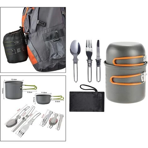 Kartokner Portable Ustensiles Gamelle Pour Randonnée Randonnée, Compact Non-bâton Pot Pan Bols Pliant Spork Avec Nylon Sac En Plein Air Cuisinière Cuire 4 Kartokner Portable Ustensiles Gamelle Pour Randonnée Randonnée, Compact Non-bâton Pot Pan Bols Pliant Spork Avec Nylon Sac En Plein Air Cuisinière Cuire â Image 4