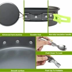 Kartokner Casseroles Camping Kit En Aluminium Léger Camping Léger Casserole Pan Set Pour Camping Randonnée -Accessoires de barbecue Soldes 52827452 5