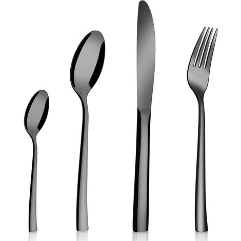 Velaze Set De 24 Cuillères En Acier Inoxydable, Couverts De Table Noir, Couverts De Table Design Miroir Poli,Ensemble De Service Pour 6 Personnes 1 Velaze Set De 24 Cuillères En Acier Inoxydable, Couverts De Table Noir, Couverts De Table Design Miroir Poli,Ensemble De Service Pour 6 Personnes
