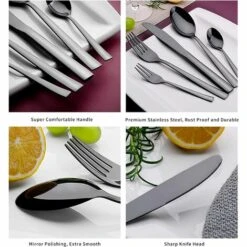 Velaze Set De 24 Cuillères En Acier Inoxydable, Couverts De Table Noir, Couverts De Table Design Miroir Poli,Ensemble De Service Pour 6 Personnes 7 Velaze Set De 24 Cuillères En Acier Inoxydable, Couverts De Table Noir, Couverts De Table Design Miroir Poli,Ensemble De Service Pour 6 Personnes -Accessoires de barbecue Soldes 53042514 3