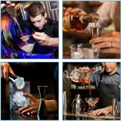 GDRHVFD Kit De Barman Cocktail Shaker Set, Ensemble D'Outils De Barre En Acier Inoxydable 10 Pièces Avec Support En Bambou, Accessoires De Barre De Mélange De Boissons -Accessoires de barbecue Soldes 53367181 3