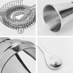 GDRHVFD Kit De Barman Cocktail Shaker Set, Ensemble D'Outils De Barre En Acier Inoxydable 10 Pièces Avec Support En Bambou, Accessoires De Barre De Mélange De Boissons -Accessoires de barbecue Soldes 53367181 4