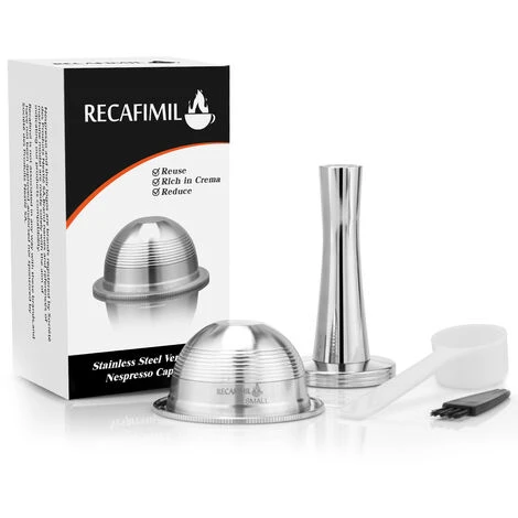 LIFCAUSAL Ensemble De Capsules Réutilisables En Acier Inoxydable Avec Tampon à Poudre, Cuillère Et Brosse De Rechange Pour NESPRESSO Vertuoline GCA1 Delonghi ENV135 ENV150 Et VertuoPlus BNV450WHT1BUC1 2 LIFCAUSAL Ensemble De Capsules Réutilisables En Acier Inoxydable Avec Tampon à Poudre, Cuillère Et Brosse De Rechange Pour NESPRESSO Vertuoline GCA1 Delonghi ENV135 ENV150 Et VertuoPlus BNV450WHT1BUC1 – Image 2