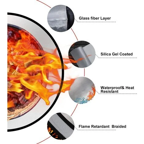 HKLFFJA Tapis De Protection Ignifuge (75 Cm) - Tapis De Protection Ignifuge - Étanche - Haute Température - Avec 3 Couches - Pour Foyer à Bois, Au Gaz, Au Charbon De Bois - Pour Terrasse D'extérieur,Accessoires Pour Barbecue D’extérieur 4 HKLFFJA Tapis De Protection Ignifuge (75 Cm) - Tapis De Protection Ignifuge - Étanche - Haute Température - Avec 3 Couches - Pour Foyer à Bois, Au Gaz, Au Charbon De Bois - Pour Terrasse D'extérieur,Accessoires Pour Barbecue D’extérieur – Image 4