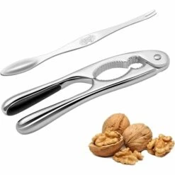 BARES Casse-Noisette En Acier Inoxydable Casse-Noisette Manuel Pince Homard Pince Crabe Noix De Pécan Noyer Outil Ouvreur Pour Les Noix Crustacés Fruits De Mer Pattes Avec 1 Pcs （Avec 1 Fourchettes）