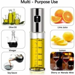 TINOR 【2 PCS】 Pluvérisateur D'Huile D'olive, Vaporisateur Huile Avec Échelle, Spray Huile Et Vinaigre Avec Brosse De Nettoyage, Entonnoir Et BBQ Brosse, Boutille D'Huile Verre Pour BBQ/Cuisine (100ML) -Accessoires de barbecue Soldes 53661547 4
