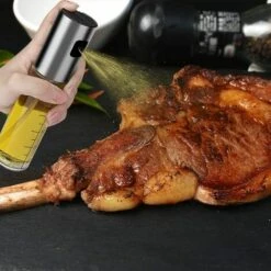 TINOR 【2 PCS】 Pluvérisateur D'Huile D'olive, Vaporisateur Huile Avec Échelle, Spray Huile Et Vinaigre Avec Brosse De Nettoyage, Entonnoir Et BBQ Brosse, Boutille D'Huile Verre Pour BBQ/Cuisine (100ML) -Accessoires de barbecue Soldes 53661547 5