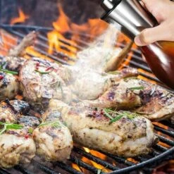 TINOR Vaporisateur D'huile, Pulvérisateur D'huile D'olive 200 Ml Avec Distributeur En Acier Inoxydable étanche, Bouteille D'huile En Verre Pour Barbecue/cuisine/salade [Classe énergétique A+++] -Accessoires de barbecue Soldes 53663954 5