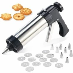 GUAZHUNIFR Machine A Churros Appareil A Churros Guazhuni Seringue Patisserie Inox Professionnelle Presse A Biscuit Pistolet Patisserie Avec 13 Disques Biscuits Et 8 Douilles Pour La Fabrication De Biscuits Gâteaux