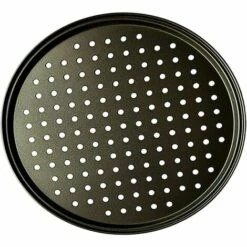 SUPERMARKET Punch Pizza Pan Acier Au Carbone Plat Four Perforé Multi-Usages Plaque à Pizzac Anti-adhérent Plaques à Pizza Utilisée Pour Pâtisserie, La Pizza, Le Gâteau, Les Sandwichs, Saucisse, Galettes,Superma, Une Pièce, Noir, Diamètre 28cm