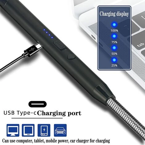 DECKON Allume Bougie Electrique, USB Rechargeable Briquet Electrique Briquet Arc Électronique Avec Flexible 360º Coupe-Vent Noir D'affaires 4 DECKON Allume Bougie Electrique, USB Rechargeable Briquet Electrique Briquet Arc Électronique Avec Flexible 360º Coupe-Vent Noir D'affaires – Image 4