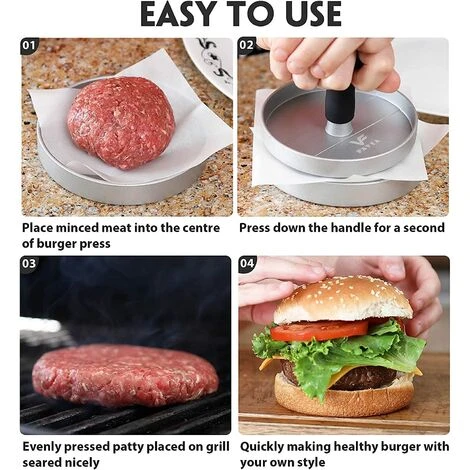 REGALOS Presse à Burger Antiadhésive En Aluminium Avec 40 Disques De Cire, Moule à Steak De Viande Avec Sécurité Alimentaire Pour Hamburgers Et Barbecue 4 REGALOS Presse à Burger Antiadhésive En Aluminium Avec 40 Disques De Cire, Moule à Steak De Viande Avec Sécurité Alimentaire Pour Hamburgers Et Barbecue â Image 4