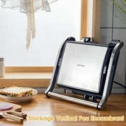 COSTWAY Appareil à Croque Monsieur 2000W Plaque Antiadhésive Thermostat,Minuterie Grill En Acier Inoxydable Bac D'Egouttage Amovible 8 COSTWAY Appareil à Croque Monsieur 2000W Plaque Antiadhésive Thermostat,Minuterie Grill En Acier Inoxydable Bac D'Egouttage Amovible -Accessoires de barbecue Soldes 54121536 4