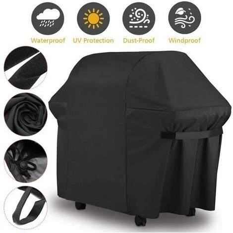 Housse Barbecue, Couverture De Grill Anti-Vent/Anti-UV/Anti-l'eau/Anti-l'Humidité/Antipoussière 153x72x112CM Noir FUIENKO 1 Housse Barbecue, Couverture De Grill Anti-Vent/Anti-UV/Anti-l'eau/Anti-l'Humidité/Antipoussière 153x72x112CM Noir FUIENKO