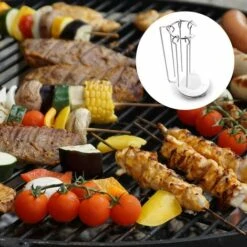 Kartokner 2 Ensembles En Acier Inoxydable Vertical Barbecue Brochette Rack Kebab Brochette Suspendues Support De Support Avec 5 Plat Griller Brochettes Accueil Pique- Nique Barbecue Outils -Accessoires de barbecue Soldes 54422033 3
