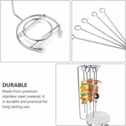 Kartokner 2 Ensembles En Acier Inoxydable Vertical Barbecue Brochette Rack Kebab Brochette Suspendues Support De Support Avec 5 Plat Griller Brochettes Accueil Pique- Nique Barbecue Outils -Accessoires de barbecue Soldes 54422033 4