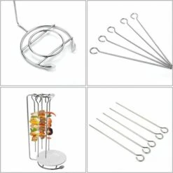 Kartokner 2 Ensembles En Acier Inoxydable Vertical Barbecue Brochette Rack Kebab Brochette Suspendues Support De Support Avec 5 Plat Griller Brochettes Accueil Pique- Nique Barbecue Outils -Accessoires de barbecue Soldes 54422033 5
