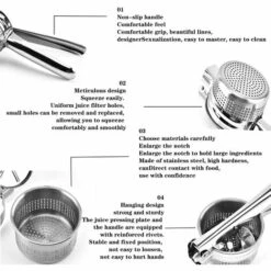 KARTOKNER Presse-purée En Acier Inoxydable - Pour Fruits, Légumes, Ail - Passe Au Lave-vaisselle -Accessoires de barbecue Soldes 54422146 4