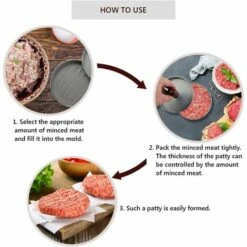 DECKON Presse à Hamburger, Presse à Hamburger De Cuisine à Viande Hachée, Manche En Bois, Presse à Hamburger Antiadhésive En Aluminium Pour Steak, Boulettes De Viande à Hamburger (12 Cm De Diamètre) -Accessoires de barbecue Soldes 54457777 3