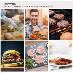 DECKON Presse à Hamburger, Presse à Hamburger De Cuisine à Viande Hachée, Manche En Bois, Presse à Hamburger Antiadhésive En Aluminium Pour Steak, Boulettes De Viande à Hamburger (12 Cm De Diamètre) -Accessoires de barbecue Soldes 54457777 5