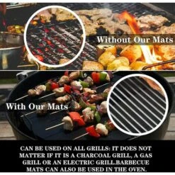 TINOR Tapis De Cuisson Set De 3 Feuille De Cuisson Pour Barbecue Et Four 40 * 50cm Tapis Barbecue Anti-adhésif Réutilisable Pour Barbecue à Gaz, Charbon Ou Électriques -Accessoires de barbecue Soldes 54497251 4