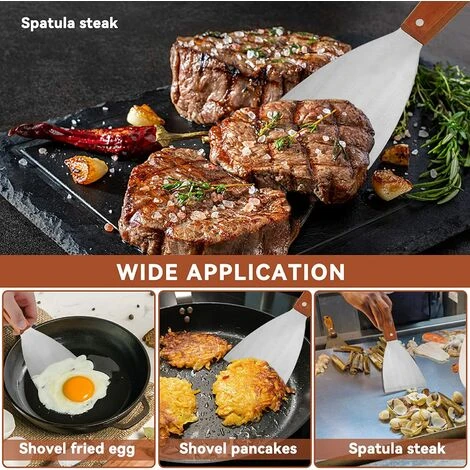 TINOR Spatule Pour Plancha, Spatule Crepe Palette à Gril En Inox Spatule à Barbecue Racloir/spatule à Griller Pour Griller La Viande Teppanyaki Grillades Burger Et Nettoyer La Plaque Du Barbecue Steak 2 TINOR Spatule Pour Plancha, Spatule Crepe Palette à Gril En Inox Spatule à Barbecue Racloir/spatule à Griller Pour Griller La Viande Teppanyaki Grillades Burger Et Nettoyer La Plaque Du Barbecue Steak â Image 2