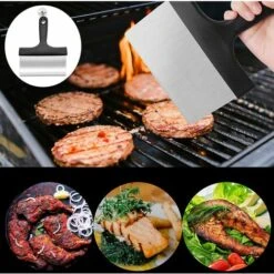 TINOR Grattoir Pour Plancha, Grattoir Plancha Pour Plaque INOX Grattoir Plancha Professionnel Grattoir Plancha Avec Poignée, Grattoir Plancha INOX, Outil De Nettoyage De Grattoir De Gril De Barbecue -Accessoires de barbecue Soldes 54497486 4