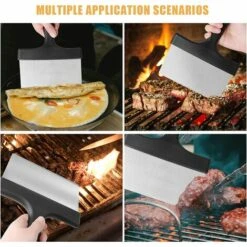 TINOR Grattoir Pour Plancha, Grattoir Plancha Pour Plaque INOX Grattoir Plancha Professionnel Grattoir Plancha Avec Poignée, Grattoir Plancha INOX, Outil De Nettoyage De Grattoir De Gril De Barbecue -Accessoires de barbecue Soldes 54497486 5