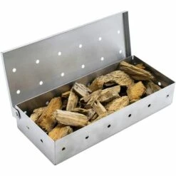 Boîte Fumoir Inox Pour Barbecue, Triomphe Boîte De Fumage Avec Couvercle à Charnière, Smokebox Pour Barbecue à Copeaux De Bois/Charbon/Gaz, 23 * 10,5 * 5 Cm
