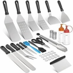 Morole Ustensiles Pour Plancha 30 Pièces Accessoire Plancha Kit Plancha INOX Pour Teppanyaki