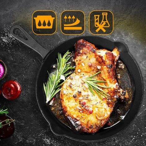 CLP Ensemble De 3 Poêles à Frire En Fonte Pour Gasinière Four Et Induction Noir 3 CLP Ensemble De 3 Poêles à Frire En Fonte Pour Gasinière Four Et Induction Noir – Image 3