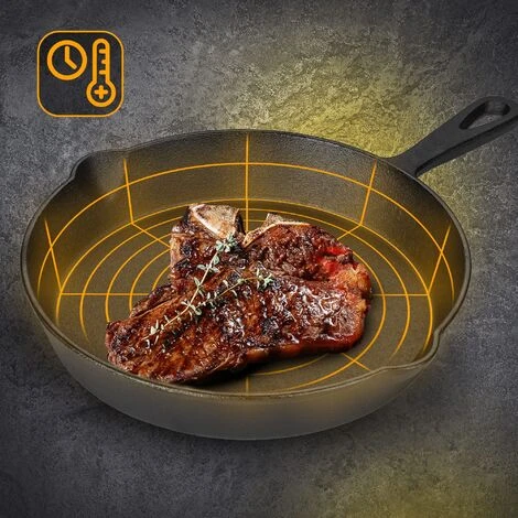 CLP Ensemble De 3 Poêles à Frire En Fonte Pour Gasinière Four Et Induction Noir 4 CLP Ensemble De 3 Poêles à Frire En Fonte Pour Gasinière Four Et Induction Noir – Image 4