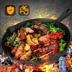 CLP Ensemble De 3 Poêles à Frire En Fonte Pour Gasinière Four Et Induction Noir 9 CLP Ensemble De 3 Poêles à Frire En Fonte Pour Gasinière Four Et Induction Noir -Accessoires de barbecue Soldes 54809197 5