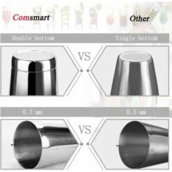 ZHUOXUAN Ensemble De Shaker à Cocktail, 13 Pièces De Shaker Boston En Acier Inoxydable, Avec Bocal à Shaker, Mélangeur à Mesurer, Cuillère, Verseur, Mélangeur, Passoire, Pince, Liège, Tire-bouchon, Support, Recette -Accessoires de barbecue Soldes 54912411 5